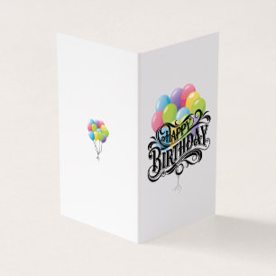 Happy Birthday Retro Card Balloons