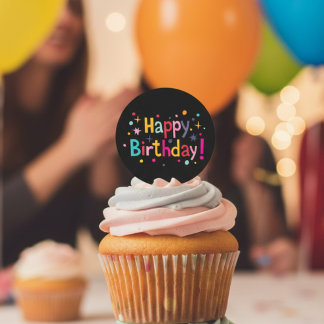 Happy Birthday (Retro) Classic Round Sticker