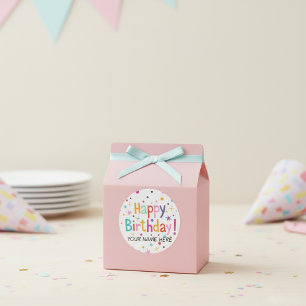 Happy Birthday Retro Customisable Classic Round Sticker