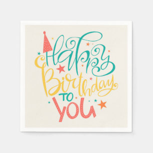 Happy Birthday Retro Design Napkins