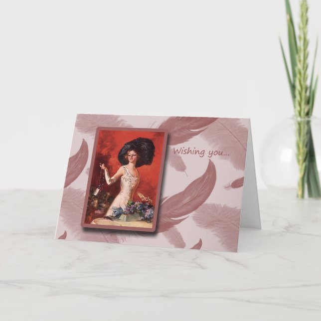 Happy Birthday Retro Fashion and Hat Card (Front)