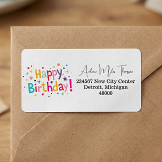 Happy Birthday Retro Return Address White Label