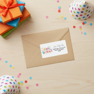 Happy Birthday Retro Return Address White Label