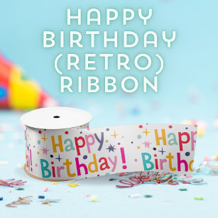 Happy Birthday (Retro) Ribbon Satin Ribbon
