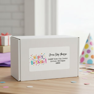 Happy Birthday Retro Shipping Address Label