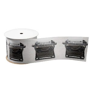 Happy Birthday Retro Typewriter Satin Ribbon