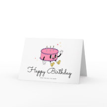 Happy Birthday Retro Vintage Cake Greeting Card