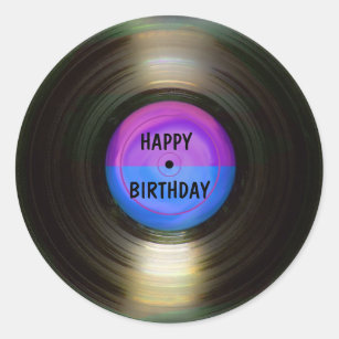 Happy Birthday Retro Vinyl Record  Classic Round Sticker