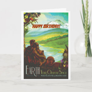 Happy Birthday! Return To Earth from outer space Card