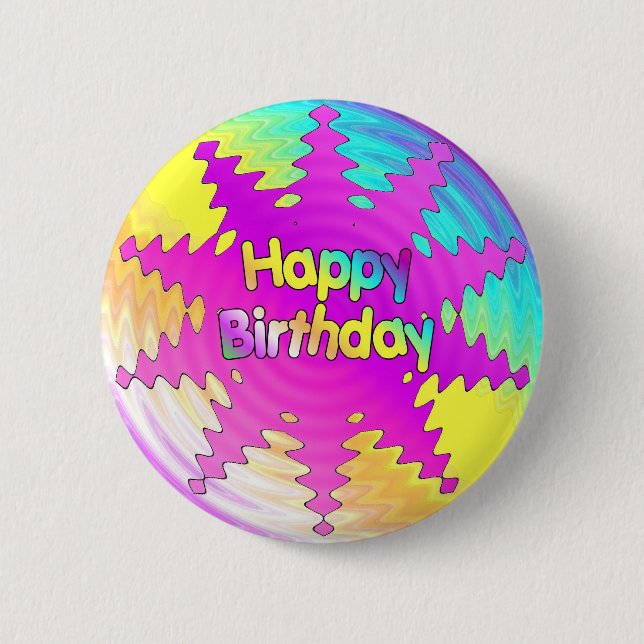 Happy Birthday Ripple 6 Cm Round Badge (Front)