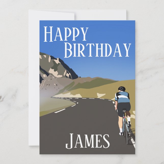 Happy birthday road cycling, Col du tourmalet  Holiday Card (Front)