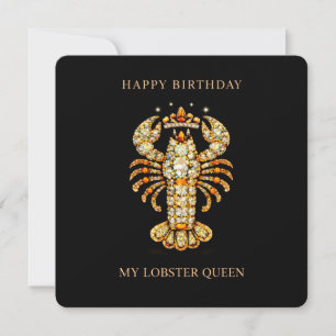 Happy Birthday Romantic Lobster bejewelled Design Card