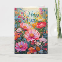 Happy Birthday Romantic Pink Flower Garden