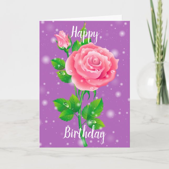 Happy Birthday Rose Card (Front)