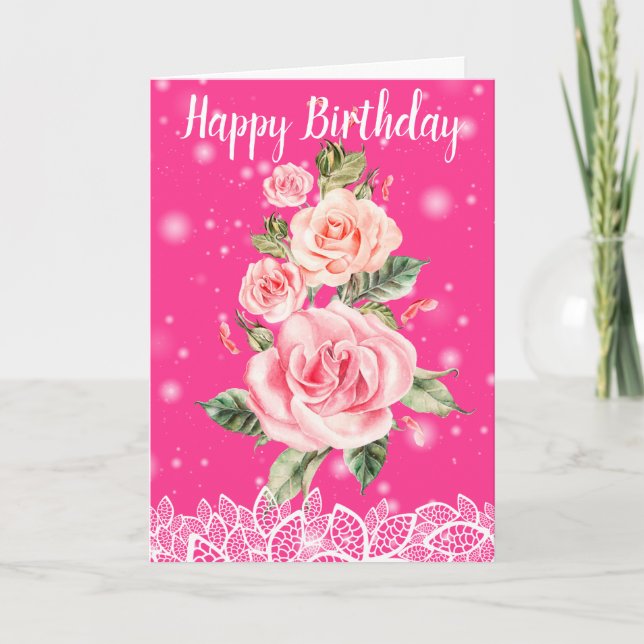 Happy Birthday Rose Card (Front)