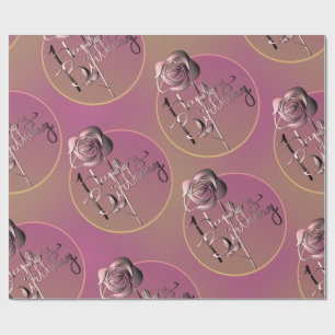 "Happy Birthday" Rose Hand Written Wrapping Paper