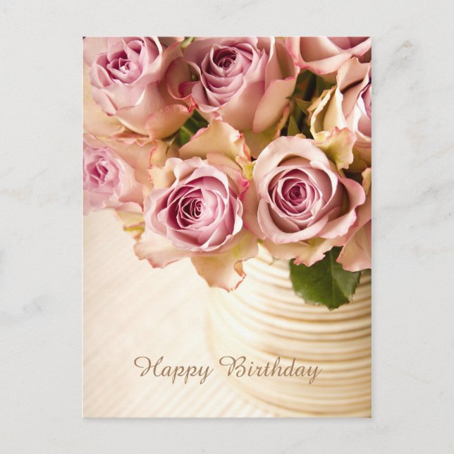Happy Birthday Rose Postcard (Front)