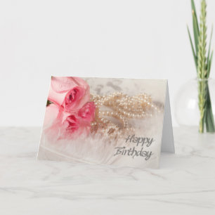 Happy Birthday roses and pearls Card