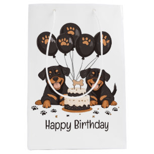 Happy Birthday Rottweiler Dogs Medium Gift Bag