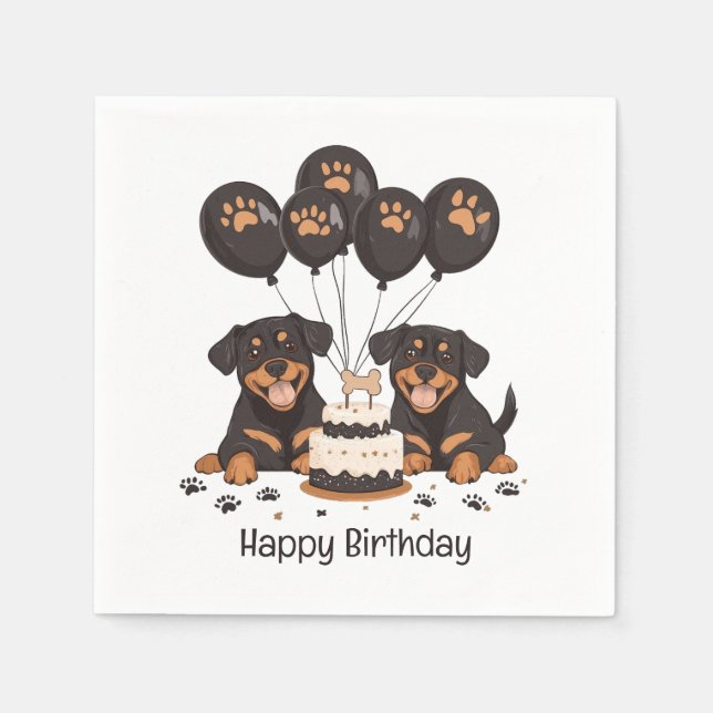 Happy Birthday Rottweiler Dogs Napkin (Front)