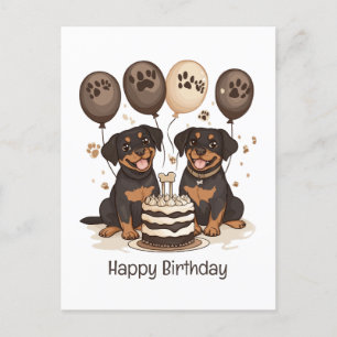 Happy Birthday Rottweiler Dogs Postcard