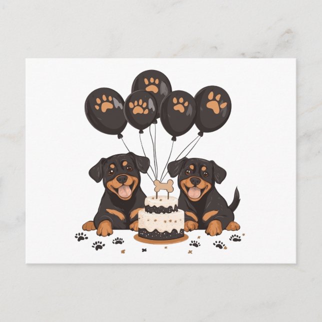 Happy Birthday Rottweiler Dogs Postcard (Front)