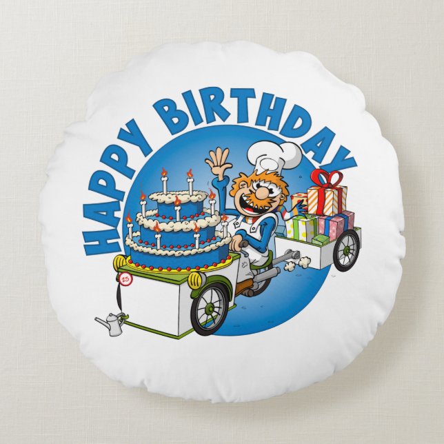Happy birthday round cushion (Front)