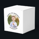 Happy Birthday Round Photo Favour Box<br><div class="desc">Create your own personalised white border photo favour boxes for your child's special birthday. Customise the solid white background colour or the black text colour to match your photo. If you change the font type or size, you can fine tune the curvature of the text in small increments. Have fun...</div>