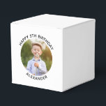 Happy Birthday Round Photo Favour Box<br><div class="desc">Create your own personalised white border photo favour boxes for your child's special birthday. Customise the solid white background colour or the black text colour to match your photo. If you change the font type or size, you can fine tune the curvature of the text in small increments. Have fun...</div>