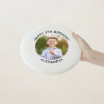 Happy Birthday Round Photo Wham-O Frisbee<br><div class="desc">Create your own personalised white border photo frisbee for your child's special birthday. Customise the solid white background colour or the black text colour to match your photo. If you change the font type or size, you can fine tune the curvature of the text in small increments. Have fun creating...</div>