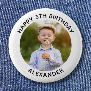 Happy Birthday Round Photo White 6 Cm Round Badge