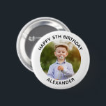 Happy Birthday Round Photo White 6 Cm Round Badge<br><div class="desc">Create your own personalised white border photo button for your child's special birthday. Customise the solid white background colour or the black text colour to match your photo. If you change the font type or size, you can fine tune the curvature of the text in small increments. Have fun creating...</div>