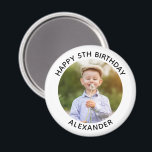 Happy Birthday Round Photo White Magnet<br><div class="desc">Create your own personalised white border photo magnet for your child's special birthday. Customise the solid white background colour or the black text colour to match your photo. If you change the font type or size, you can fine tune the curvature of the text in small increments. Have fun creating...</div>