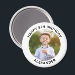 Happy Birthday Round Photo White Magnet<br><div class="desc">Create your own personalised white border photo magnet for your child's special birthday. Customise the solid white background colour or the black text colour to match your photo. If you change the font type or size, you can fine tune the curvature of the text in small increments. Have fun creating...</div>