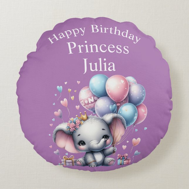 Happy Birthday Round Pillow (Front)