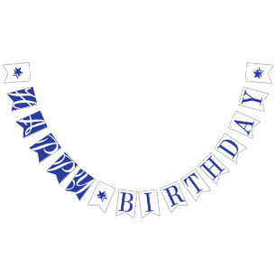 HAPPY BIRTHDAY Royal Blue And White Bunting