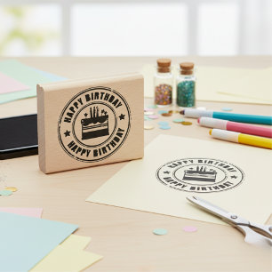 Happy Birthday Rubber Stamp