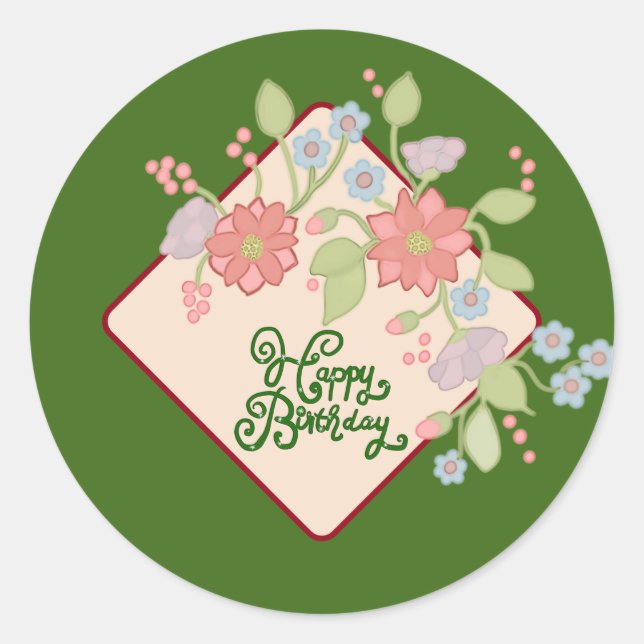 Happy Birthday Runder sticker (Front)