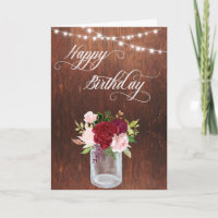 Happy Birthday Rustic Mason Jar Wood lights