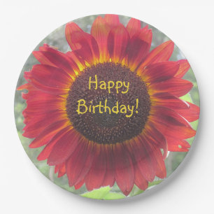 Happy Birthday Rusty Sunflower Paper Plate