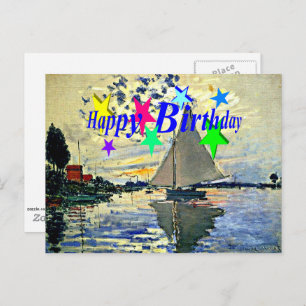 Happy Birthday, Sailboat at le Petit Gennevilliers Postcard