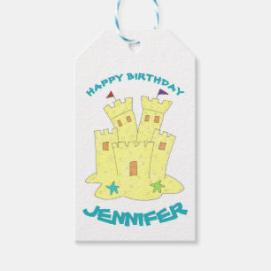 Happy Birthday Sandcastle Sand Castle Beach Party Gift Tags