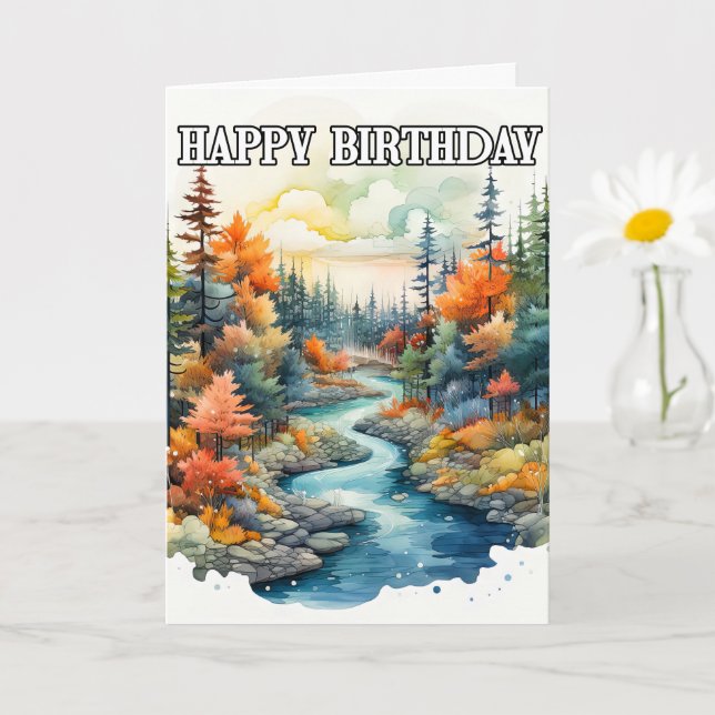 Happy Birthday Scenery Outdoor Landscape Card (Small Plant)