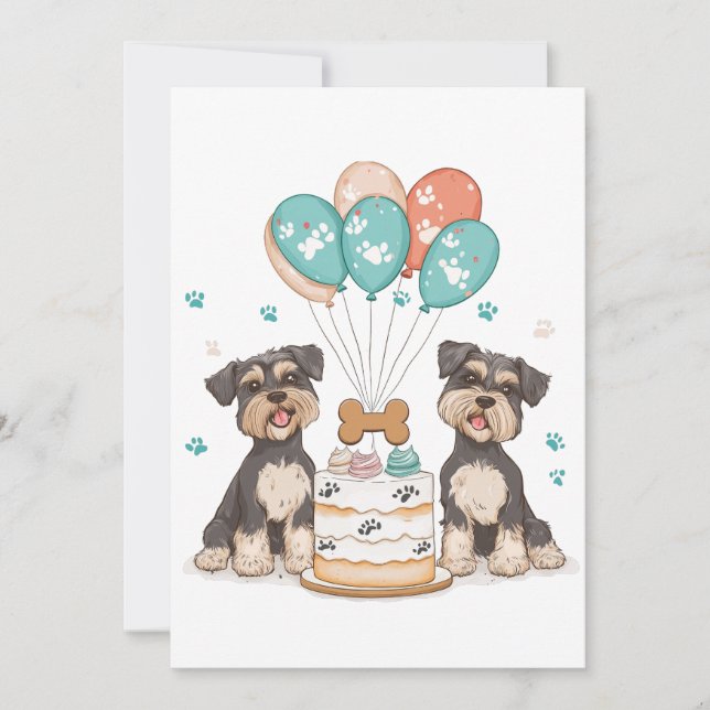 Happy Birthday Schnauzer Dogs Invitation (Front)