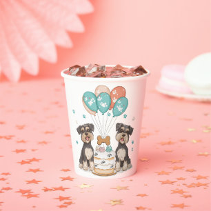 Happy Birthday Schnauzer Dogs Paper Cups