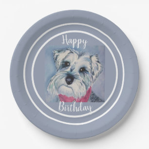 Happy Birthday Schnauzer Paper Plate