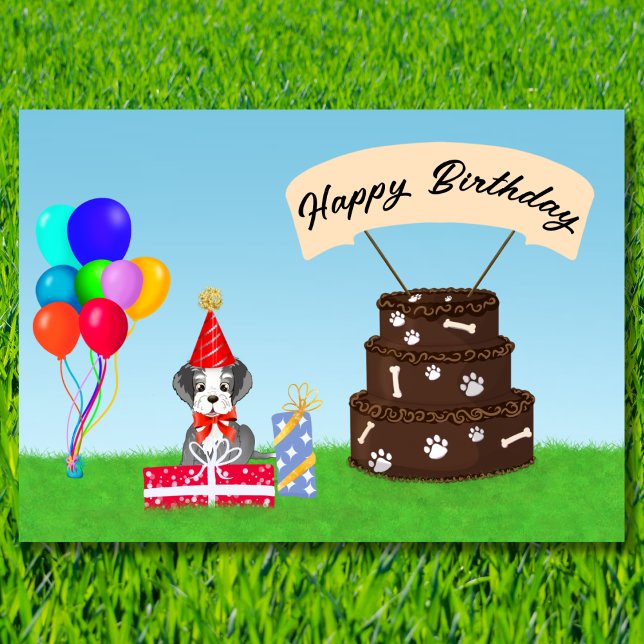Happy Birthday Schnauzer with Birthday Cake Card (Creator Uploaded)