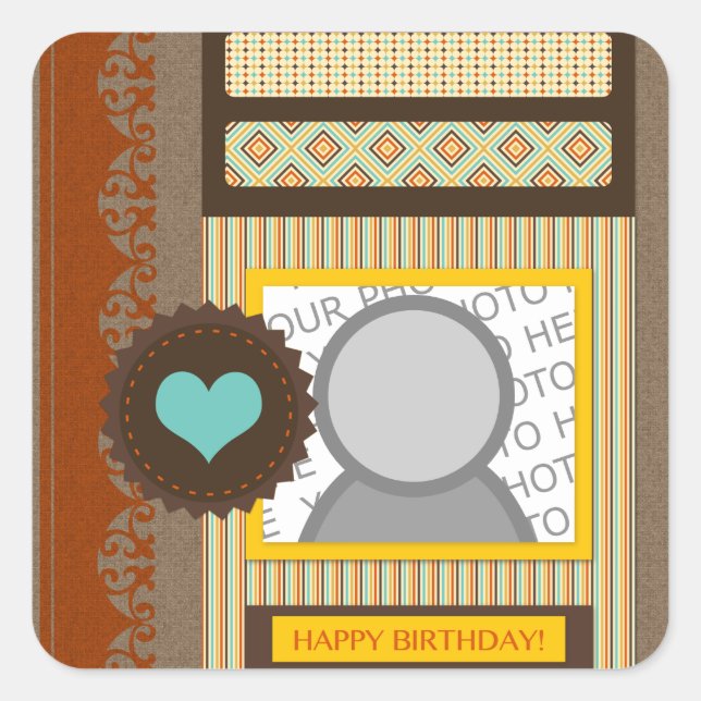 happy birthday (scrapbook) square sticker (Front)