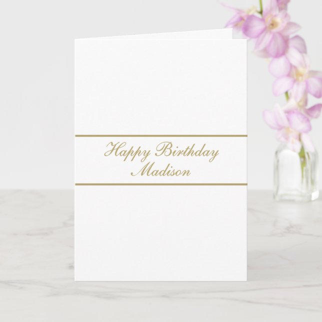Happy Birthday Script Name White Gold Card (Orchid)