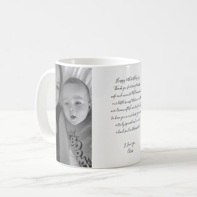 Happy Birthday Script Photo Baby Mum Birthday Gift Coffee Mug (Front Left)